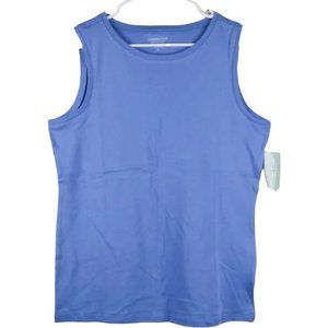 Coldwater Creek  Freshwater Blue Boatneck Best Cotton Tank Top Shell PM